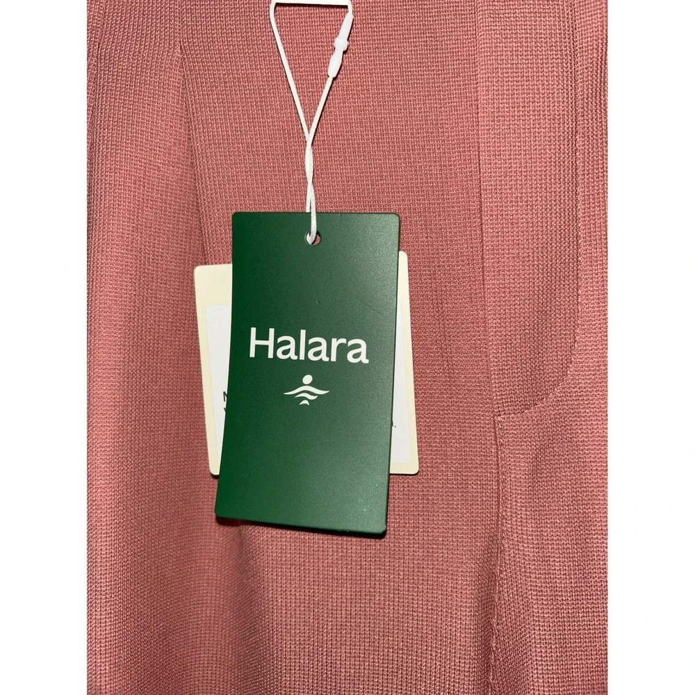 Halara Waffle Knit‎ High Waisted Wide Leg Pleated Pants Dusty Rose Pink Medium P